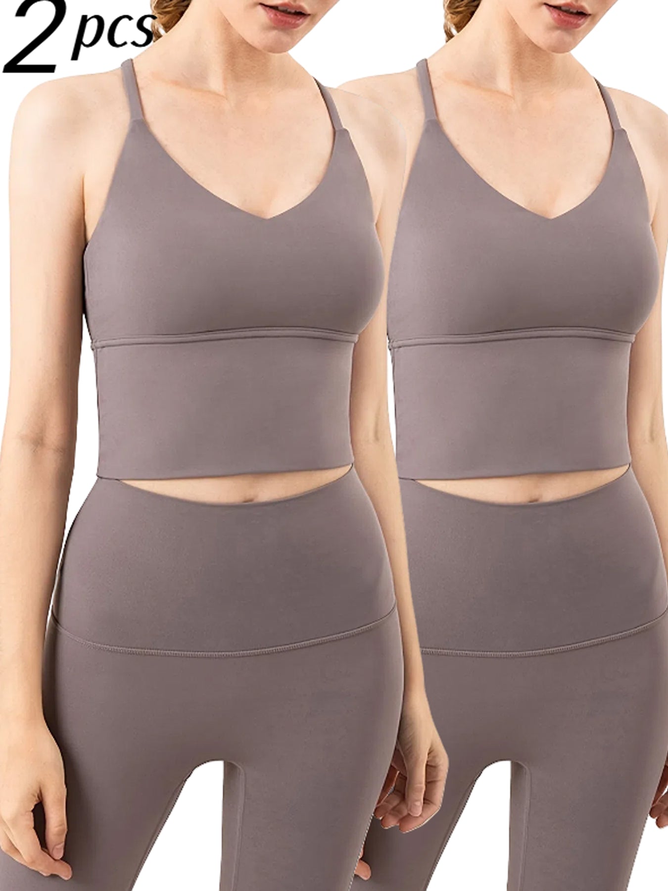 2-Pack Women's Yoga Sports Bra Medium-High Support  Seamless Naked Feel